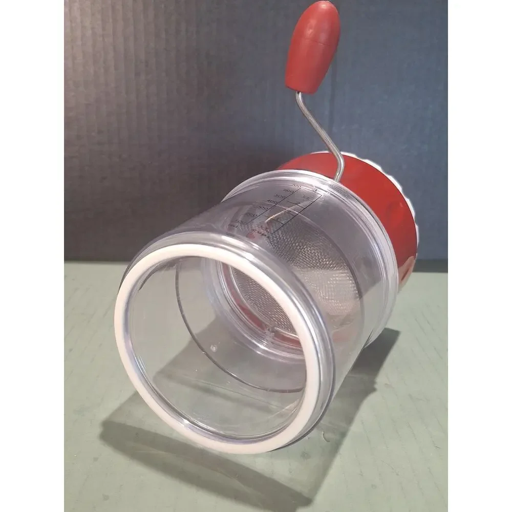 Rotary 3 Cup Flour Sifter Measuring Cup Red White NWOB Dishwasher Safe